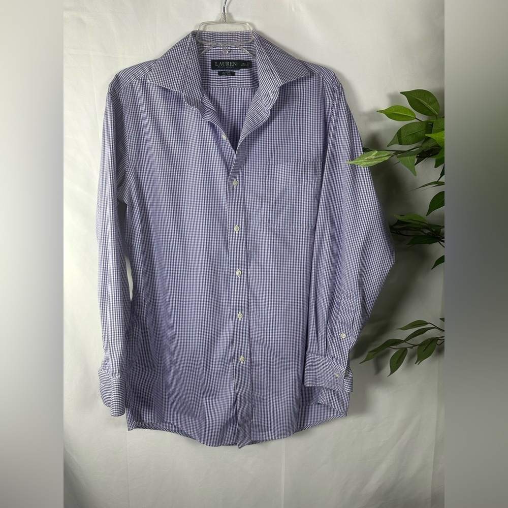 Lauren Ralph Lauren Men's Lavender Checkered Dress Shirt 💙 - Picture 2 of 7
